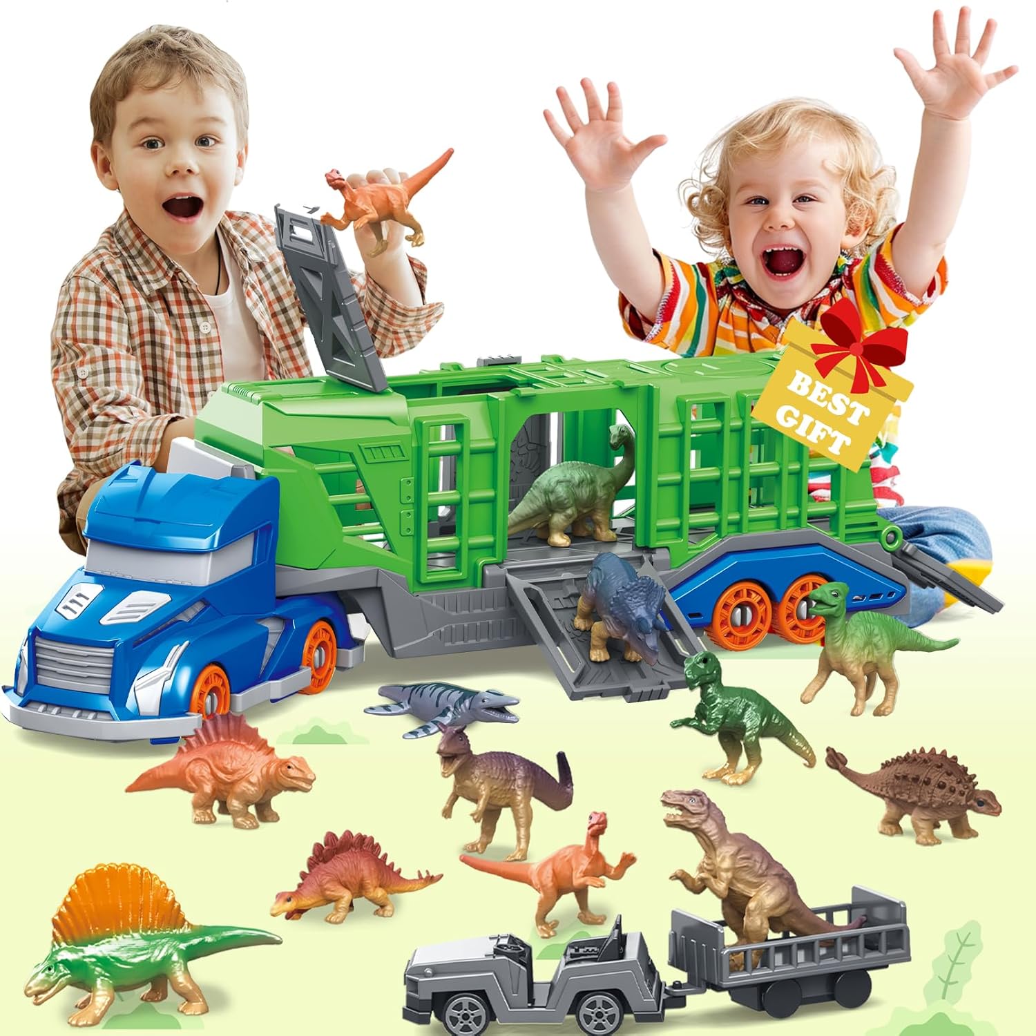 Kids Toys 3 Year Old - Set Giocattolo Veicolo Trasporto Dinosauri e