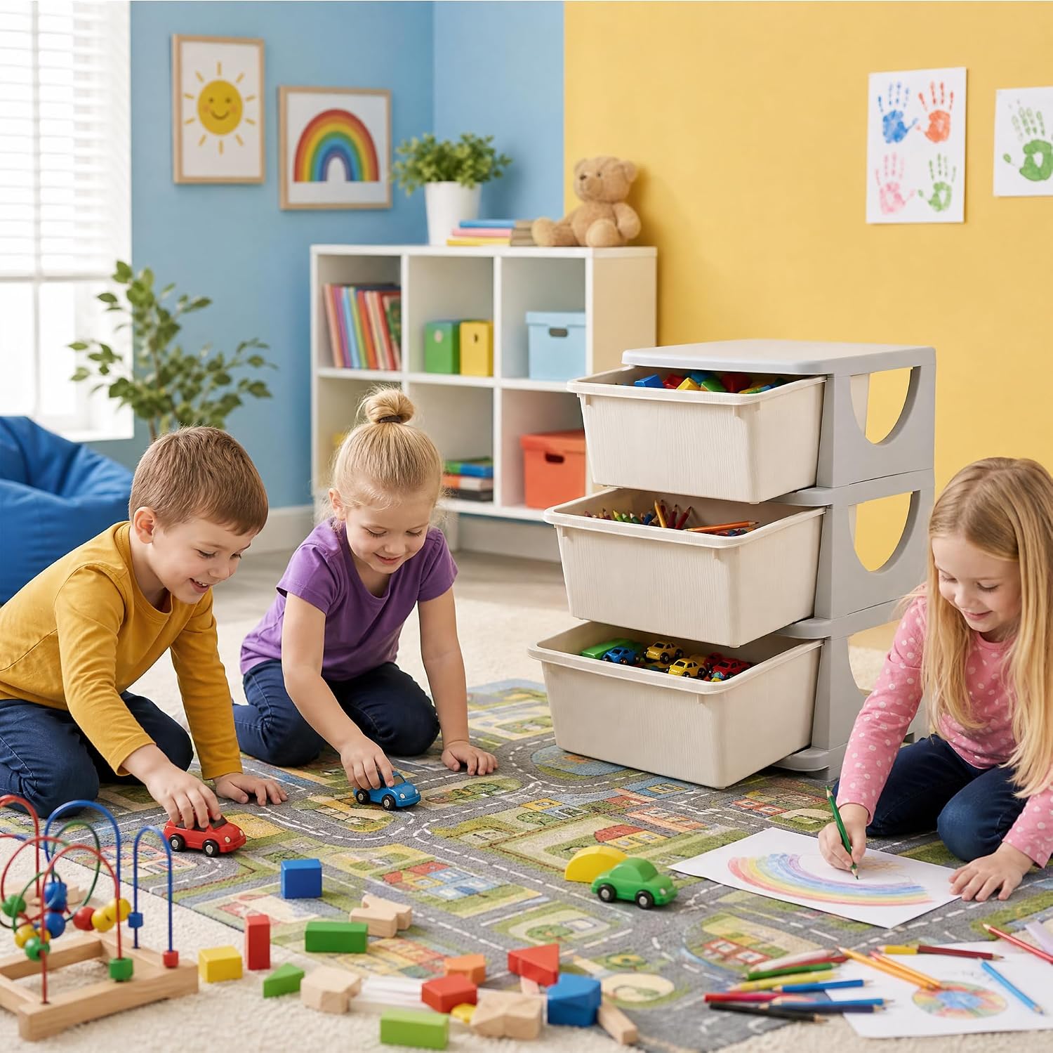 Kids Toys Drawers - Mobiletto portaoggetti per bambini a 3