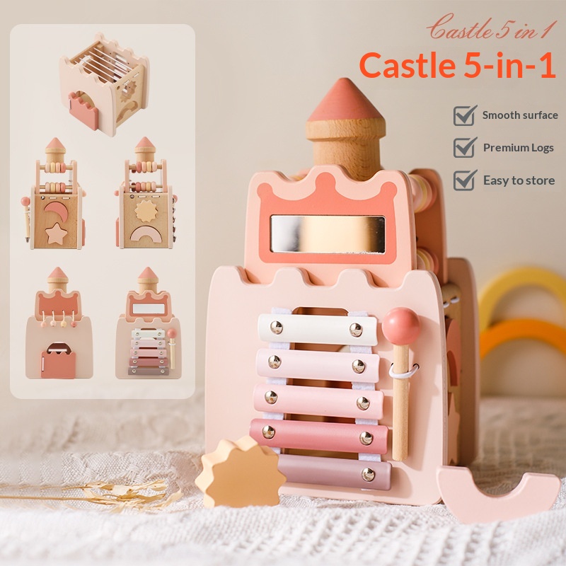 Kids Toys Xylophone - Castello in legno 5 in 1,